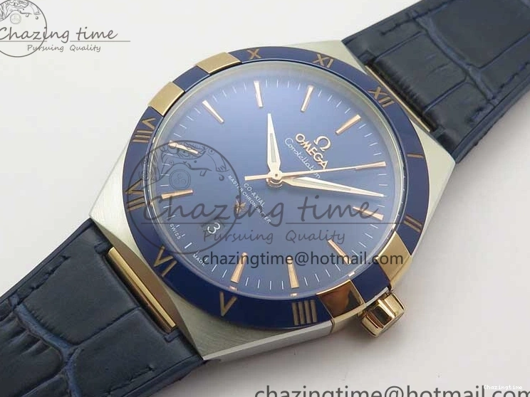 0409 Chic Constellation 131.33.41.21.03.001 SS RG TW Best Edition Blue Dial On Gummy Strap A 7872